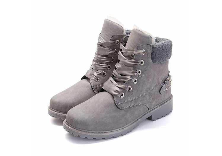 Send Free Lace Snow Boots Woman Casual Ankle Boots Round Toe Women Shoes Platform Pink Booties Winter Plush Platform Boots