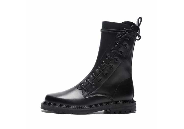 Girls cool autumn spring leather boots designer sneakers women's mid claf boats female fall walking shoes