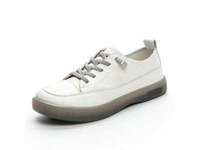 Loafers Ladies Genuine Leather Large Size Spring New Lace up White Shoes Women Fashion Casual Soft Sole Flat Shoes Women